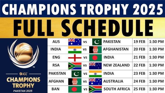 Schedule of ICC Men’s Champions Trophy 2025